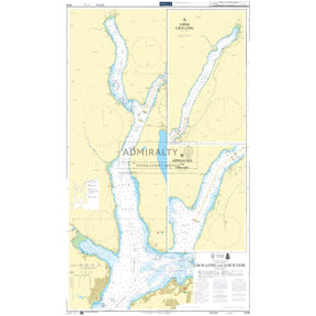 The Admiralty Chart 3746: Loch Long and Loch Goil provides detailed coverage of these Scottish lochs, featuring water depths, navigation routes, landmarks, a scale, compass rose, and maritime symbols for precise navigation.