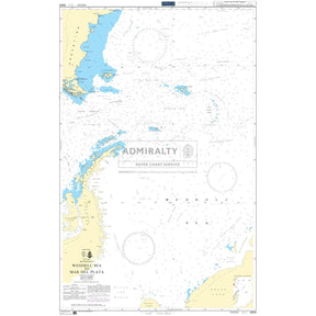 The Admiralty Chart 4024, titled "Weddell Sea to Mar del Plata," offers essential navigation details for commercial shipping with coastlines, depths, and navigational markers highlighted in yellow and blue.