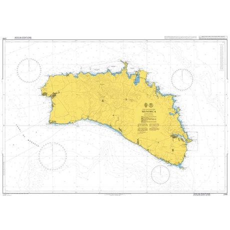 Product image of Admiralty Chart 2761 | Menorca, featuring navigational markings, depth soundings, and coastal features, essential for safe marine navigation. It could be displayed as an art piece or used for navigation on a boat or ship.