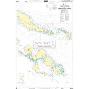 Admiralty Chart SLB302: Choiseul Island to New Georgia Island by Admiralty provides marked depths, coastal features, navigation symbols, and textual navigation info for the Solomon Islands.