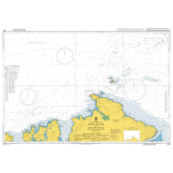 Product image of Admiralty Chart 2811 | Sheep Haven to Lough Foyle including Inishtrahull, featuring navigational markings, depth soundings, and coastal features, essential for safe marine navigation. It could be displayed as an art piece or used for navigation on a boat or ship.