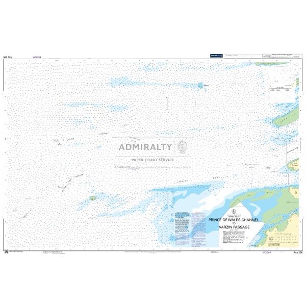 Admiralty Chart AUS296: Prince of Wales Channel to Varzin Passage by Admiralty provides water depths, navigation markers, and detailed marine info to support safe navigation.