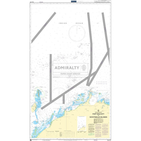 Admiralty Chart AUS327: Port Walcott to Montebello Islands by Admiralty details ocean depths, shipping routes, navigation aids, and coastal features—produced by the United Kingdom Hydrographic Office.