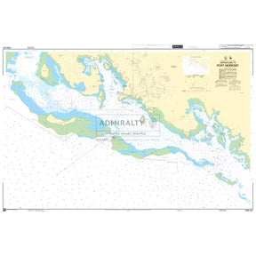 Product image of Admiralty Chart PNG621 | Approaches to Port Moresby, featuring navigational markings, depth soundings, and coastal features, essential for safe marine navigation. It could be displayed as an art piece or used for navigation on a boat or ship.