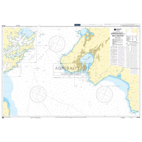 Admiralty Chart NZ463: Approaches to Wellington by Admiralty presents detailed coastal outlines, depths, navigation aids, and shipping routes around Wellington, New Zealand.