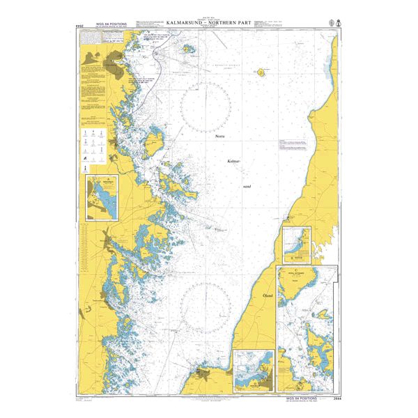 Product image of Admiralty Chart 2844 | Kalmarsund - Northern Part, featuring navigational markings, depth soundings, and coastal features, essential for safe marine navigation. It could be displayed as an art piece or used for navigation on a boat or ship.