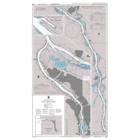 Product image of Admiralty Chart 2849 | Columbia River Lord Island to Vancouver and Portland, featuring navigational markings, depth soundings, and coastal features, essential for safe marine navigation. It could be displayed as an art piece or used for navigation on a boat or ship.