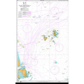 Product image of Admiralty Chart 2869 | Outer Approaches to Singapore Strait, featuring navigational markings, depth soundings, and coastal features, essential for safe marine navigation. It could be displayed as an art piece or used for navigation on a boat or ship.