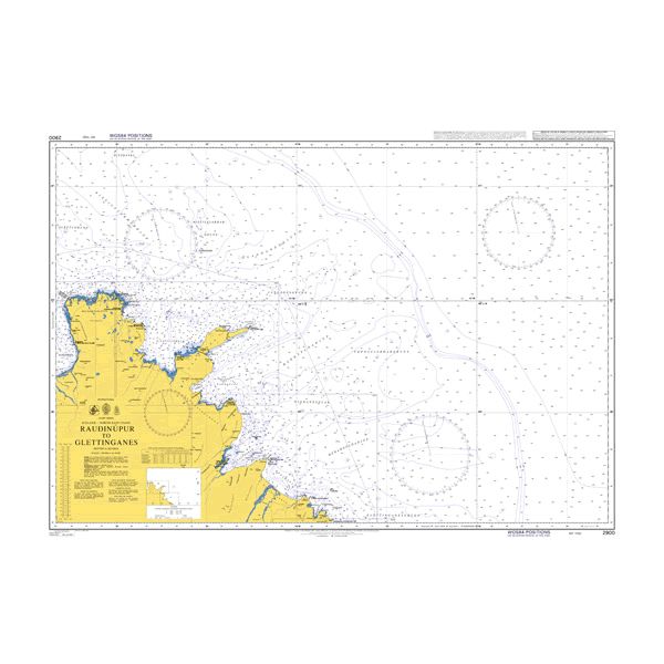 Product image of Admiralty Chart 2900 | Raudinupur to Glettinganes, featuring navigational markings, depth soundings, and coastal features, essential for safe marine navigation. It could be displayed as an art piece or used for navigation on a boat or ship.