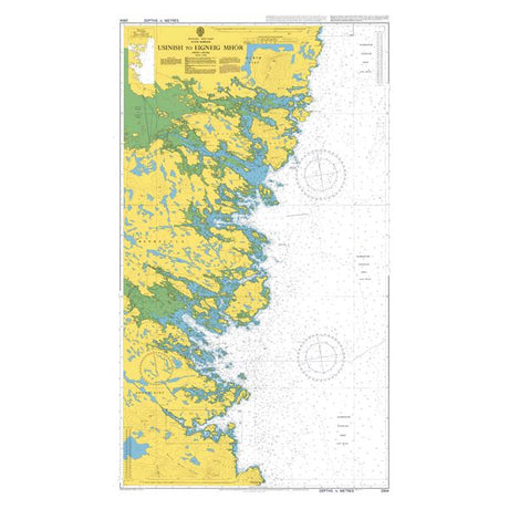 Product image of Admiralty Chart 2904 | Usinish to Eigneig Mhor, featuring navigational markings, depth soundings, and coastal features, essential for safe marine navigation. It could be displayed as an art piece or used for navigation on a boat or ship.