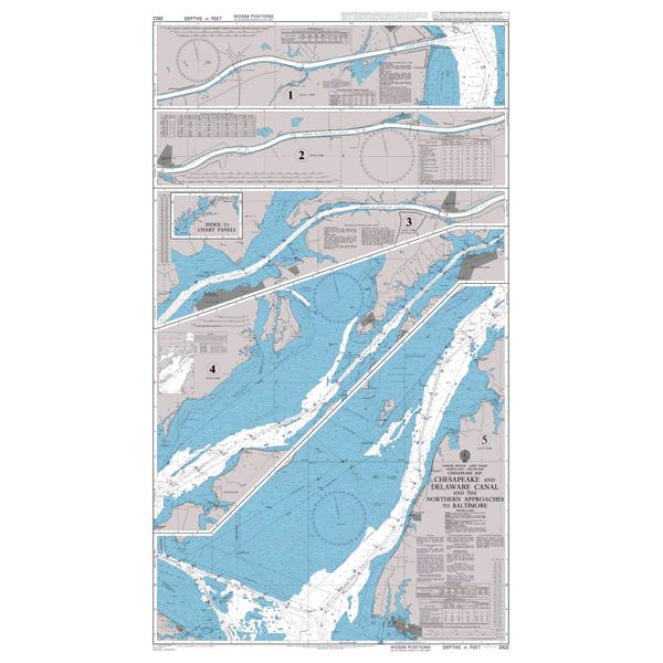 Product image of Admiralty Chart 2922 | Chesapeake and Delaware Canal and the Northern Approaches to Baltimore, featuring navigational markings, depth soundings, and coastal features, essential for safe marine navigation. It could be displayed as an art piece or used for navigation on a boat or ship.