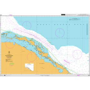 Product image of Admiralty Chart 2958 | Old Bahama Channel, featuring navigational markings, depth soundings, and coastal features, essential for safe marine navigation. It could be displayed as an art piece or used for navigation on a boat or ship.