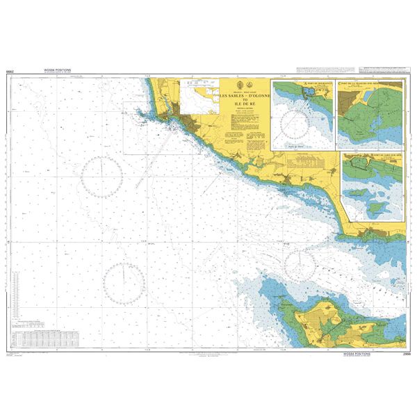 Product image of Admiralty Chart 2998 | Les Sables - D'Olonne to Ile de Re, featuring navigational markings, depth soundings, and coastal features, essential for safe marine navigation. It could be displayed as an art piece or used for navigation on a boat or ship.