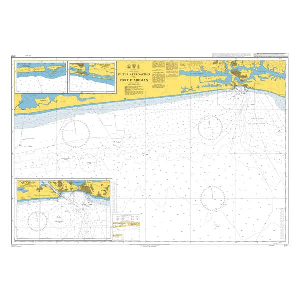 Product image of Admiralty Chart 3101 | Outer Approaches to Port d'Abidjan, featuring navigational markings, depth soundings, and coastal features, essential for safe marine navigation. It could be displayed as an art piece or used for navigation on a boat or ship.