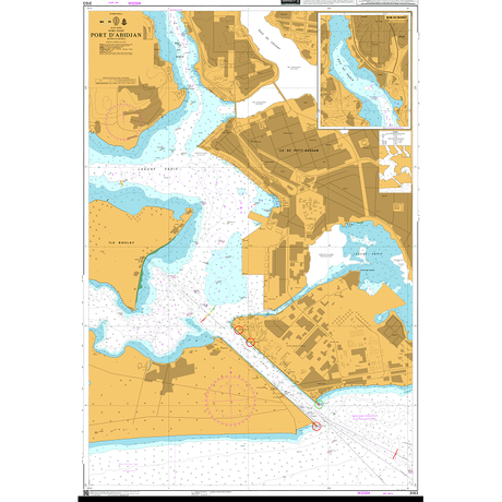 Product image of Admiralty Chart 3103 | Port d'Abidjan, featuring navigational markings, depth soundings, and coastal features, essential for safe marine navigation. It could be displayed as an art piece or used for navigation on a boat or ship.