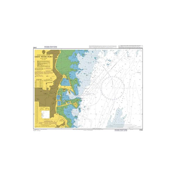 Product image of Admiralty Chart 3140 | Saint Peter Port, featuring navigational markings, depth soundings, and coastal features, essential for safe marine navigation. It could be displayed as an art piece or used for navigation on a boat or ship.