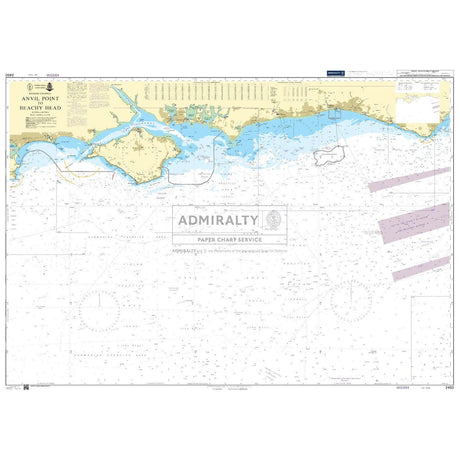 Admiralty Chart 2450: Anvil Point to Beachy Head by Admiralty is a vital paper chart featuring coastal outlines, navigational markings, and depth indicators for navigation along England's southern coast.