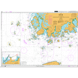 Product image of Admiralty Chart 3365 | Geomundo to Daeheuksan Gundo and Jejudo, featuring navigational markings, depth soundings, and coastal features, essential for safe marine navigation. It could be displayed as an art piece or used for navigation on a boat or ship.