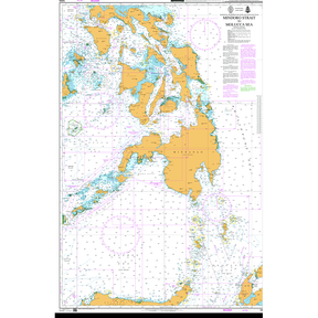 Product image of Admiralty Chart 3484 | Mindoro Strait to Molucca Sea, featuring navigational markings, depth soundings, and coastal features, essential for safe marine navigation. It could be displayed as an art piece or used for navigation on a boat or ship.