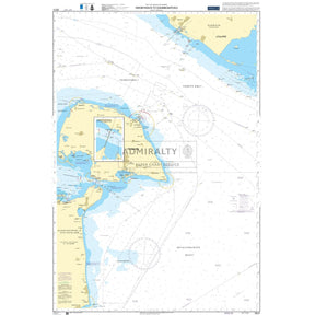 Admiralty Chart DE31: Rodbyhavn to Dahmeshoved by Admiralty covers waters from Rødbyhavn, Denmark to Dahmeshoved, Germany, with labeled land, sea, routes, depths, and buoys for reliable navigation per UK Hydrographic Office standards.