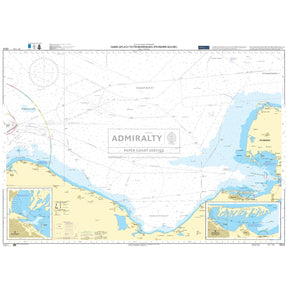 Admiralty Chart DE43: Gabelsflach to Fehmarnsund by Admiralty details the coast and waters from Gabelsflach to Fehmarn Sound, including depth markings, navigation aids, and insets of local ports and harbors.