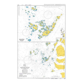 Product image of Admiralty Chart 3575 | Argentine Islands and Approaches, featuring navigational markings, depth soundings, and coastal features, essential for safe marine navigation. It could be displayed as an art piece or used for navigation on a boat or ship.