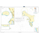 Admiralty Chart 780: Bonaire by Admiralty shows detailed nautical maps of Bonaire and Klein Bonaire, with depth markings, coastal outlines, navigation info, and insets for enlarged views of key harbors and coastal areas.