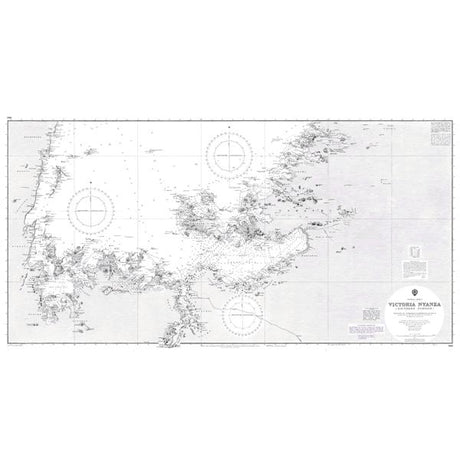 Product image of Admiralty Chart 3665 | Victoria Nyanza Southern Portion, featuring navigational markings, depth soundings, and coastal features, essential for safe marine navigation. It could be displayed as an art piece or used for navigation on a boat or ship.