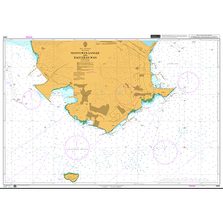 Product image of Admiralty Chart 3696 | Nianyuwan Gangqu and Dagushan Wan, featuring navigational markings, depth soundings, and coastal features, essential for safe marine navigation. It could be displayed as an art piece or used for navigation on a boat or ship.