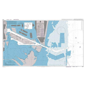 Product image of Admiralty Chart 3698 | Miami Harbor, featuring navigational markings, depth soundings, and coastal features, essential for safe marine navigation. It could be displayed as an art piece or used for navigation on a boat or ship.