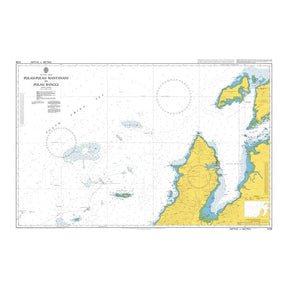 Product image of Admiralty Chart 3728 | Pulau-Pulau Mantanani to Pulau Banggi, featuring navigational markings, depth soundings, and coastal features, essential for safe marine navigation. It could be displayed as an art piece or used for navigation on a boat or ship.