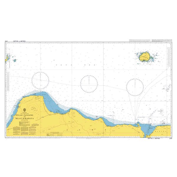 Product image of Admiralty Chart 3731 | Pulau Panjang to Selat Surabaya, featuring navigational markings, depth soundings, and coastal features, essential for safe marine navigation. It could be displayed as an art piece or used for navigation on a boat or ship.