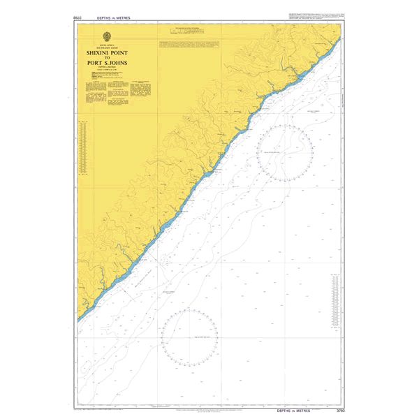 Product image of Admiralty Chart 3793 | Shixini Point to Port S. Johns, featuring navigational markings, depth soundings, and coastal features, essential for safe marine navigation. It could be displayed as an art piece or used for navigation on a boat or ship.