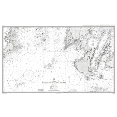 Product image of Admiralty Chart 3809 | Tagolo Point to Cuyo Islands including Cebu, Negros and parts of Panay and Palawan, featuring navigational markings, depth soundings, and coastal features, essential for safe marine navigation. It could be displayed as an art piece or used for navigation on a boat or ship.