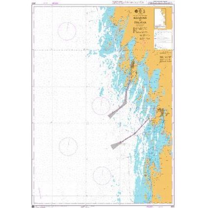 Product image of Admiralty Chart 3822 | Kilgrund to Oskatan, featuring navigational markings, depth soundings, and coastal features, essential for safe marine navigation. It could be displayed as an art piece or used for navigation on a boat or ship.