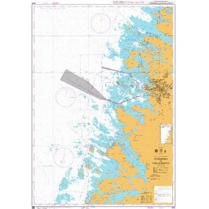 Product image of Admiralty Chart 3829 | Nurminen to Uskalinmaa, featuring navigational markings, depth soundings, and coastal features, essential for safe marine navigation. It could be displayed as an art piece or used for navigation on a boat or ship.