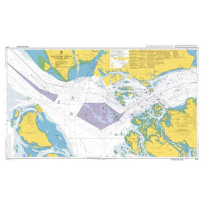 Product image of Admiralty Chart 3833 | Singapore Strait Western Part, featuring navigational markings, depth soundings, and coastal features, essential for safe marine navigation. It could be displayed as an art piece or used for navigation on a boat or ship.