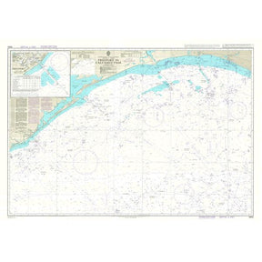 Product image of Admiralty Chart 3854 | Freeport to Calcasieu Pass, featuring navigational markings, depth soundings, and coastal features, essential for safe marine navigation. It could be displayed as an art piece or used for navigation on a boat or ship.