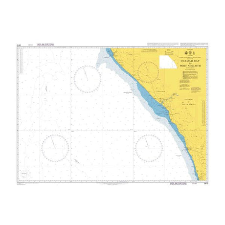 Product image of Admiralty Chart 3870 | Chamais Bay to Port Nolloth, featuring navigational markings, depth soundings, and coastal features, essential for safe marine navigation. It could be displayed as an art piece or used for navigation on a boat or ship.