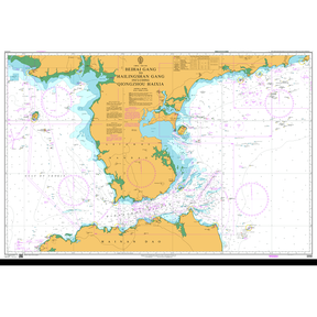 Product image of Admiralty Chart 3892 | Beihai Gang to Hailingshan Gang including Qiongzhou Haixia, featuring navigational markings, depth soundings, and coastal features, essential for safe marine navigation. It could be displayed as an art piece or used for navigation on a boat or ship.
