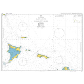Product image of Admiralty Chart 3914 | Caicos Passage and Mayaguana Passage, featuring navigational markings, depth soundings, and coastal features, essential for safe marine navigation. It could be displayed as an art piece or used for navigation on a boat or ship.