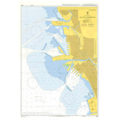 Product image of Admiralty Chart 3932 | Manila Harbour, featuring navigational markings, depth soundings, and coastal features, essential for safe marine navigation. It could be displayed as an art piece or used for navigation on a boat or ship.