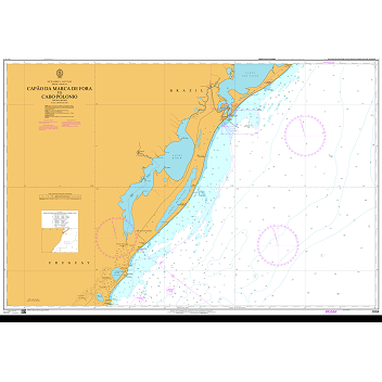 Product image of Admiralty Chart 3984 | Capao da Marca de Fora to Cabo Polonio, featuring navigational markings, depth soundings, and coastal features, essential for safe marine navigation. It could be displayed as an art piece or used for navigation on a boat or ship.