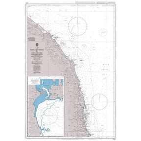Product image of Admiralty Chart 3988 | Quy Nhon To Song Huong, featuring navigational markings, depth soundings, and coastal features, essential for safe marine navigation. It could be displayed as an art piece or used for navigation on a boat or ship.