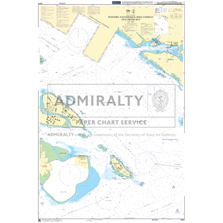 Product image of Admiralty Chart 4035 | Western Anchorages, Jong Fairway and Cruise Bay, featuring navigational markings, depth soundings, and coastal features, essential for safe marine navigation. It could be displayed as an art piece or used for navigation on a boat or ship.