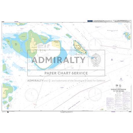 Product image of Admiralty Chart 4036 | Raffles Lighthouse to The Sisters, featuring navigational markings, depth soundings, and coastal features, essential for safe marine navigation. It could be displayed as an art piece or used for navigation on a boat or ship.