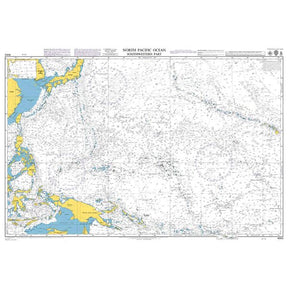 Product image of Admiralty Chart 4052 | North Pacific Ocean Southwestern Part, featuring navigational markings, depth soundings, and coastal features, essential for safe marine navigation. It could be displayed as an art piece or used for navigation on a boat or ship.