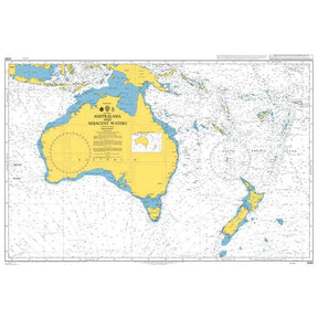 Product image of Admiralty Chart 4060 | Australasia and Adjacent Waters, featuring navigational markings, depth soundings, and coastal features, essential for safe marine navigation. It could be displayed as an art piece or used for navigation on a boat or ship.
