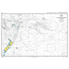 Product image of Admiralty Chart 4061 | South Pacific Ocean Western Portion, featuring navigational markings, depth soundings, and coastal features, essential for safe marine navigation. It could be displayed as an art piece or used for navigation on a boat or ship.