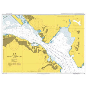 Product image of Admiralty Chart 4117 | Harbour - Eastern Part, featuring navigational markings, depth soundings, and coastal features, essential for safe marine navigation. It could be displayed as an art piece or used for navigation on a boat or ship.